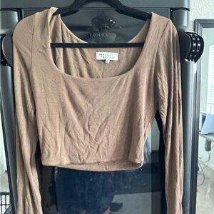 Parallel Apparel Brown Long Sleeve Crop Top